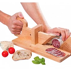 Уред за прецизно рязане на мезета и колбаси тип дървена гилотина Slicer