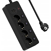 Разклонител с 4 гнезда, 2x USB-A, 2x USB-C и отделни ключове 1.8 м (3250W) Разклонител с 4 гнезда, 2x USB-A, 2x USB-C и отделни ключове 1.8 м (3250W)