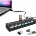 USB разклонител 7в1 тип хъб с превключватели