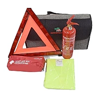 Авариен комплект за автомобил 5в1 в компактна чанта с пожарогасител, жилетка, аптечка и триъгълник Авариен комплект за автомобил 5в1 в компактна чанта с пожарогасител, жилетка, аптечка и триъгълник